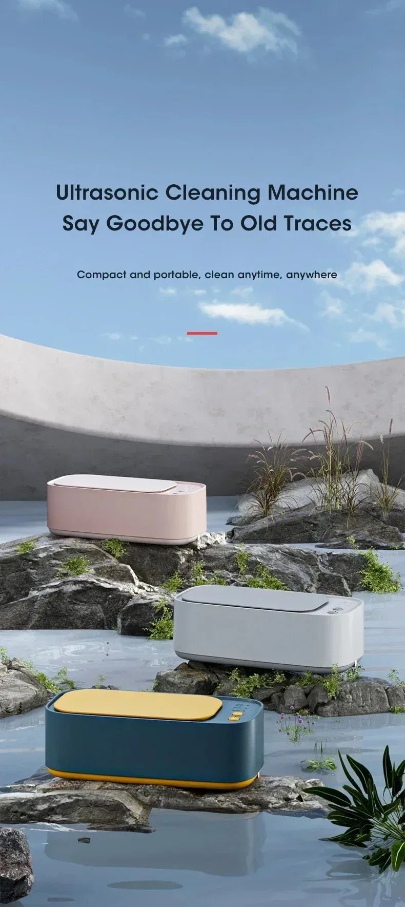 Portable Ultrasonic Cleaner Compact Ultrasonic Glasses Cleaning