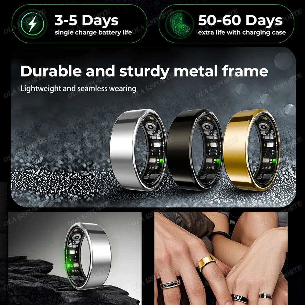 R09 Smart Ring Men Women With Charging Case,heart Rate Blood