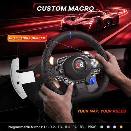 Racing Wheel For Console/console/pc,11" Leather 270°&900° RGB Game