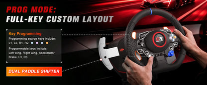 Racing Wheel For Console/console/pc,11" Leather 270°&900° RGB Game