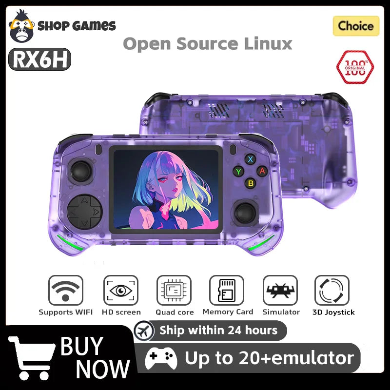 RX6H Retro Handheld Game Console Linux System 3.5 Inch IPS Screen
