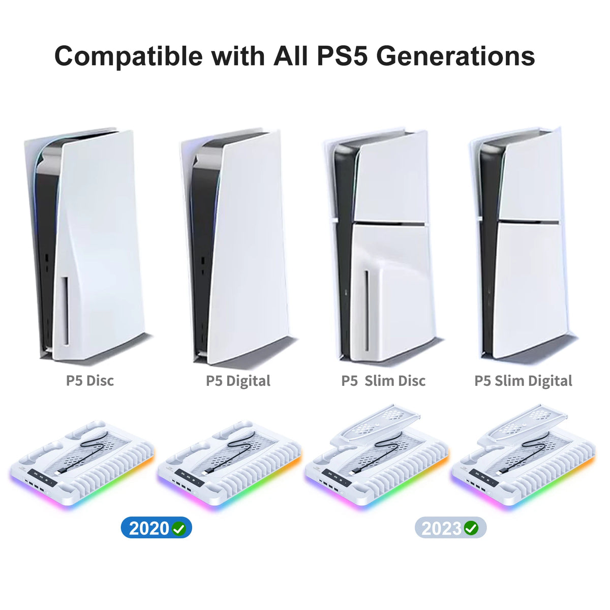 RGB Cooling Stand For Console Slim Console Gamepad Charging Base