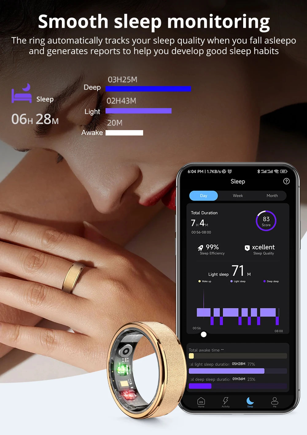 COLMI R10 Smart Ring With Charging Case For Men Women Health And