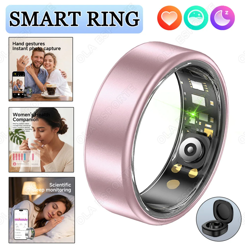 Smart Ring With Case Heart Rate Blood Pressure Sleep Monitoring GPS