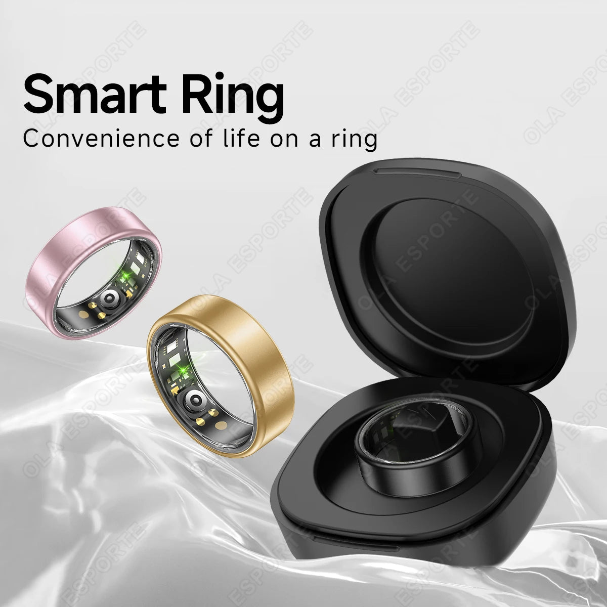 Smart Ring With Case Heart Rate Blood Pressure Sleep Monitoring GPS