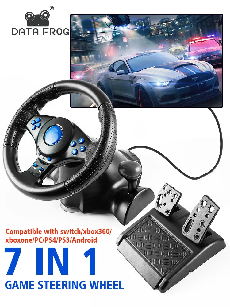 Racing Steering Wheel With Vibration And Pedals For Console P