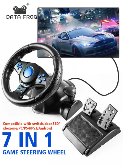 Racing Steering Wheel With Vibration And Pedals For Console P