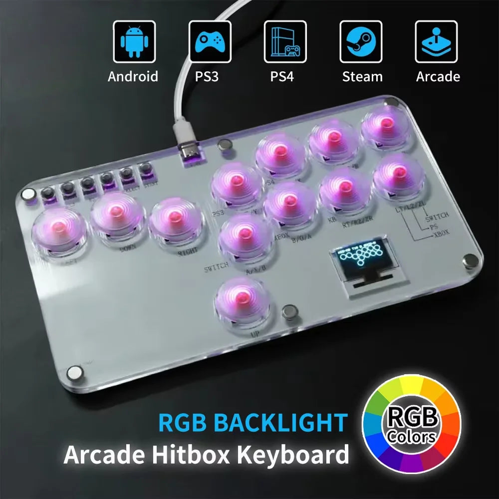 Arcade Hitbox Controller Fight Stick Joystick Hitbox Controller RGB Ke