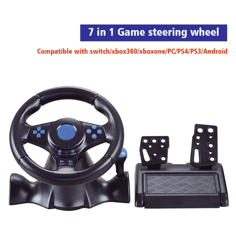 Racing Steering Wheel With Vibration And Pedals For Console P