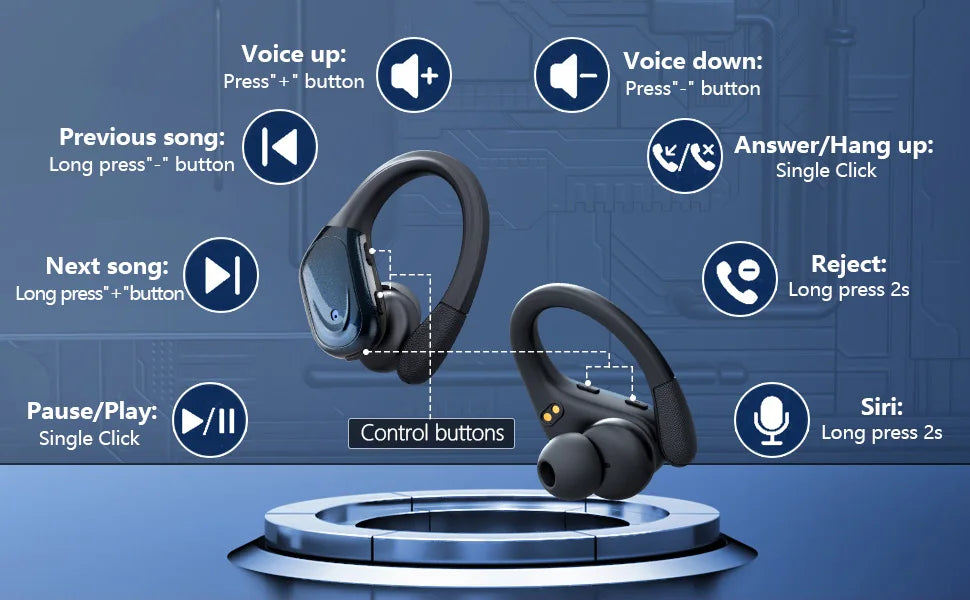 Bluetooth 5.3 Earphones True Wireless Headphones With Mic Button
