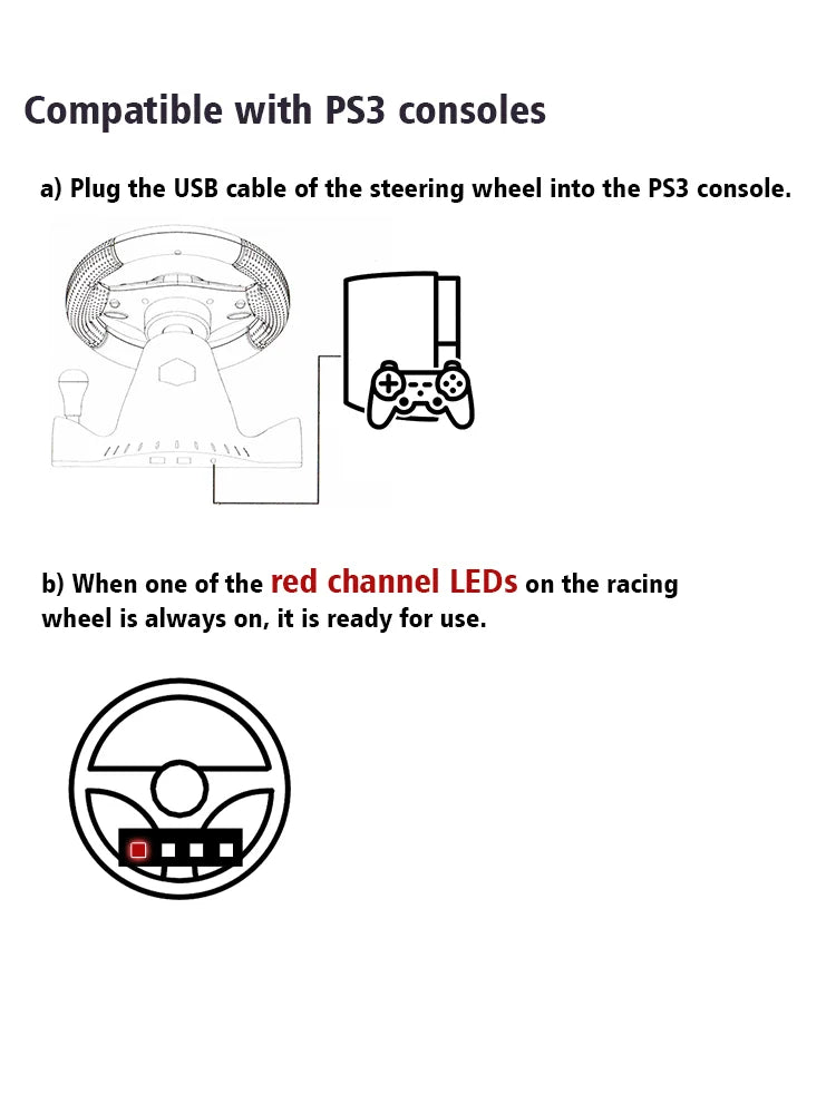Racing Steering Wheel With Vibration And Pedals For Console P