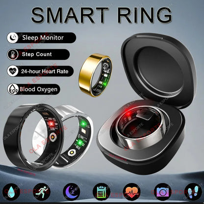 R09 Smart Ring Men Women With Charging Case,heart Rate Blood