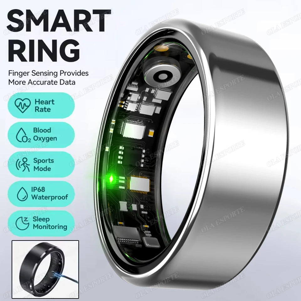 R09 Smart Ring Men Women With Charging Case,heart Rate Blood