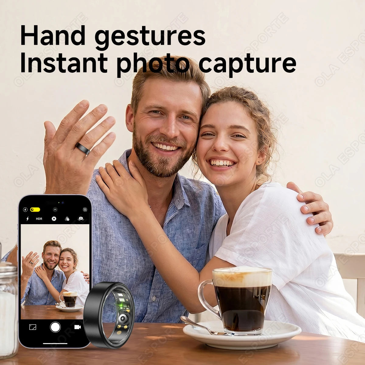 Smart Ring With Case Heart Rate Blood Pressure Sleep Monitoring GPS