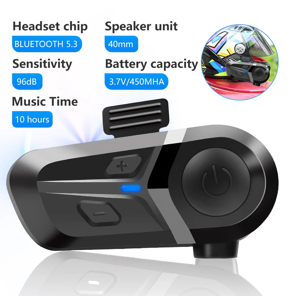 Bluetooth 5.3 Wireless Motorcycle Helmet Headset Hands-free Call