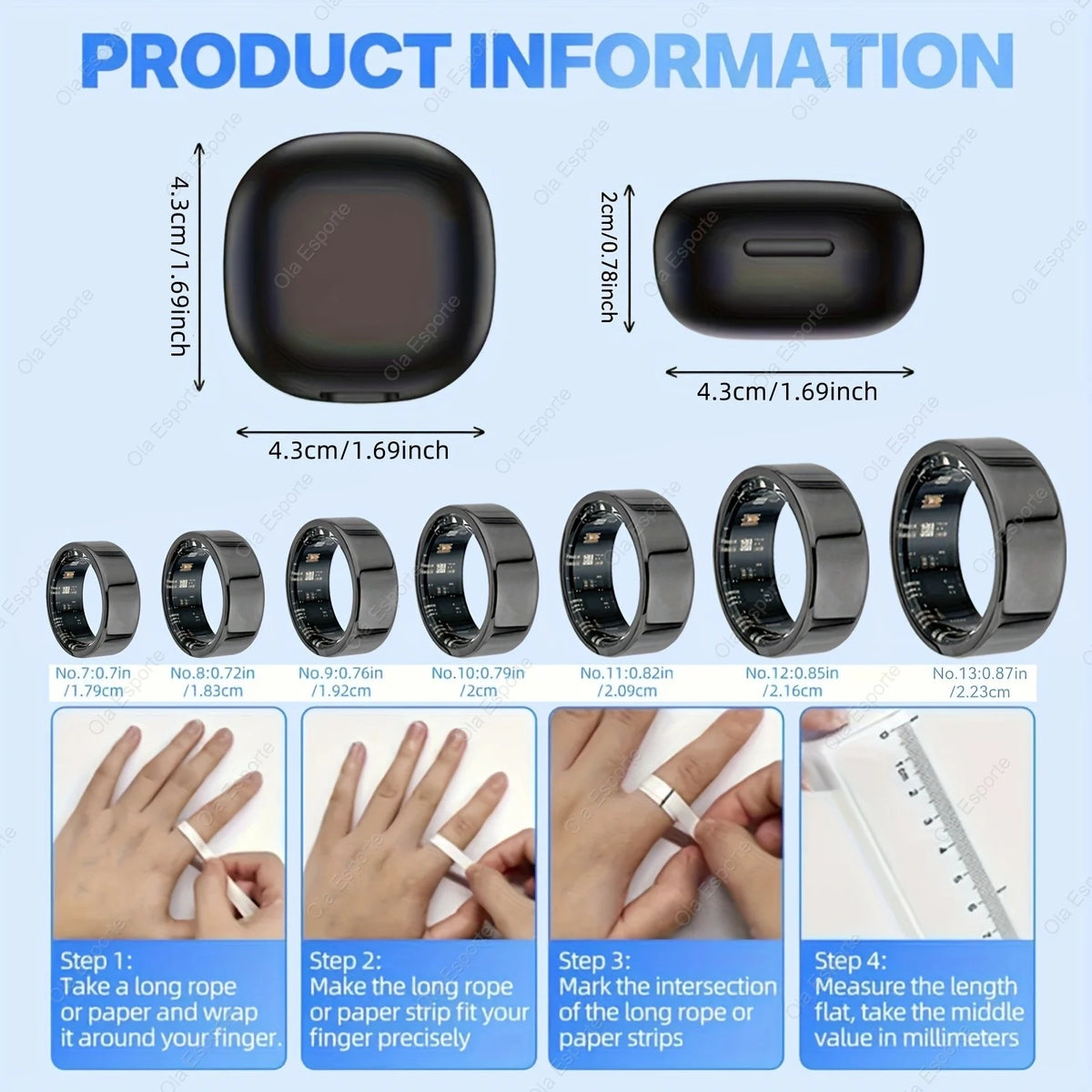 All Size（6-14） Smart Ring Men Women Heart Rate Blood Oxygen And Sleep