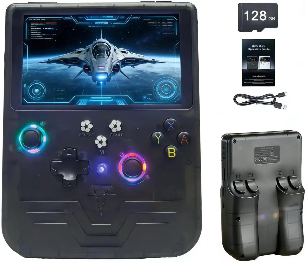FLLTF MAX Retro Handheld Game Console 6 Inch IPS Screen Mini Retro