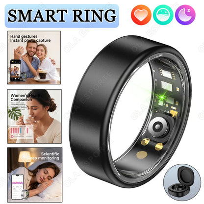 Smart Ring With Case Heart Rate Blood Pressure Sleep Monitoring GPS