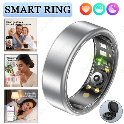 Smart Ring With Case Heart Rate Blood Pressure Sleep Monitoring GPS