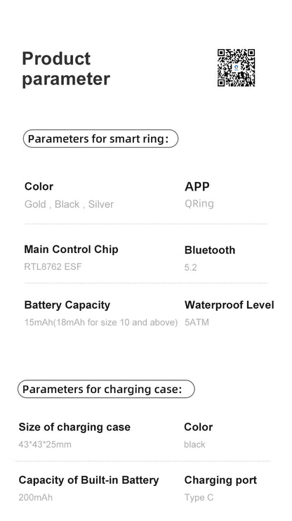 R09 Smart Ring Men Women With Charging Case,heart Rate Blood