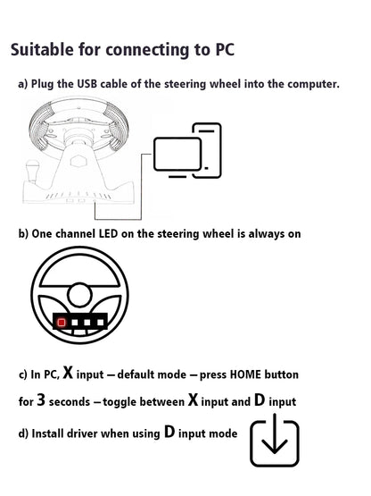 Racing Steering Wheel With Vibration And Pedals For Console P