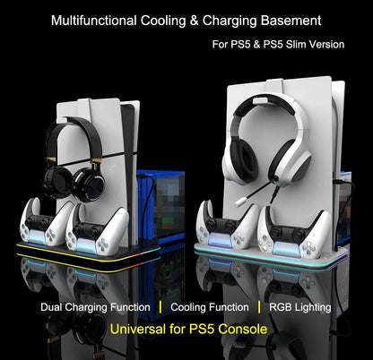 RGB Light And 3 Levels Turbo Cooling Station With Controller Charging