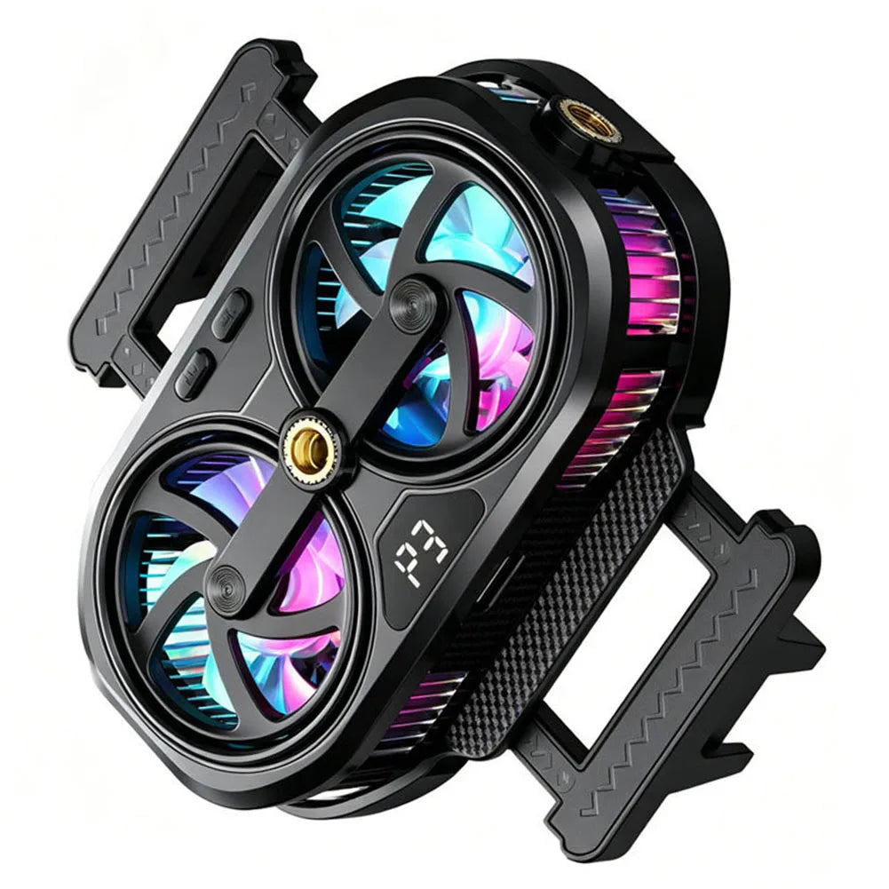 RGB Phone Cooler Fan Temperature Display Dual Chip Cooling Device For