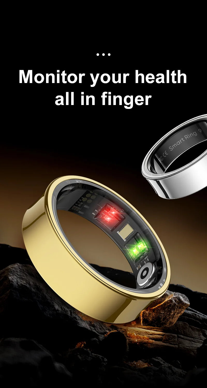 R09 Smart Ring Men Women With Charging Case,heart Rate Blood