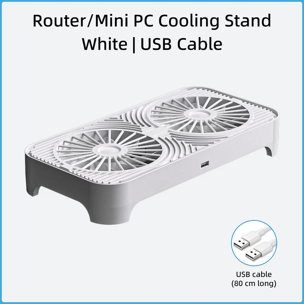 Router Cooling Stand Dual Fan USB Powered Silent Heat Dissipation