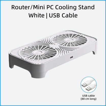 Router Cooling Stand Dual Fan USB Powered Silent Heat Dissipation